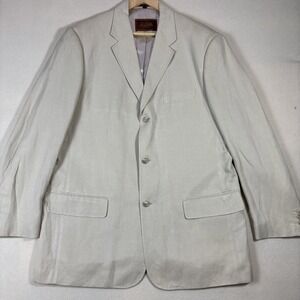 Tasso Elba Linen Silk Sport Coat Blazer Jacket Lined 2 Button Beige Men's‎ Sz XL